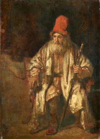 Portrait of a Seated Old Man Wearing a Red Hat, by Rembrandt van Rijn