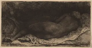 Reclining Female Nude, by Rembrandt van Rijn