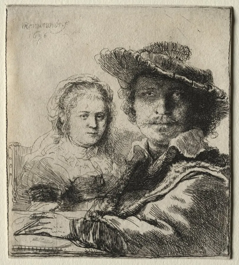 Rembrandt and His Wife Saskia, by Rembrandt van Rijn, 1636