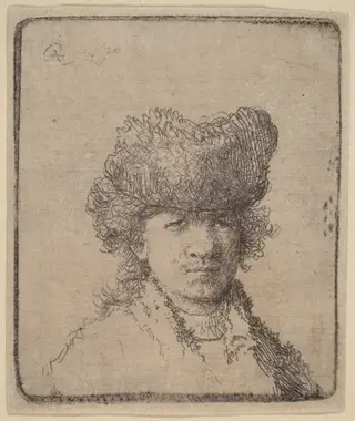 Self-Portrait in a Fur Cap, by Rembrandt van Rijn