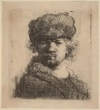 Self-Portrait in a Heavy Fur Cap, by Rembrandt van Rijn