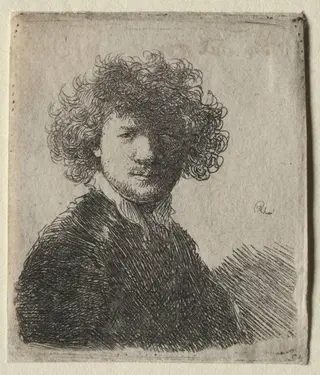 Self-Portrait with curly hair and white collar:  Bust, by Rembrandt van Rijn