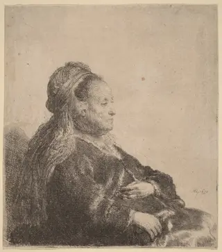 The Artist's Mother Seated, in an Oriental Headdress, by Rembrandt van Rijn