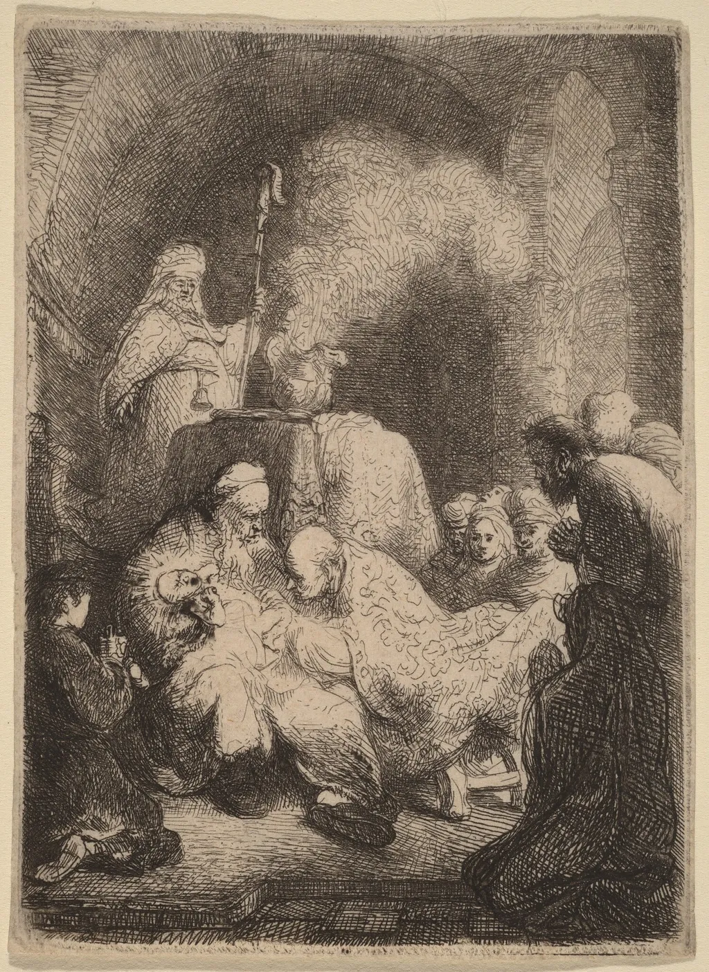 The Circumcision: Small Plate, by Rembrandt van Rijn, ink, 1630