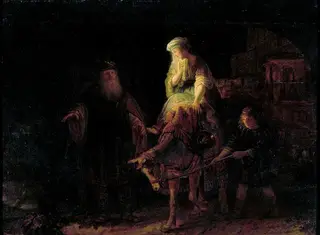 The Departure of the Shunammite Woman, by Rembrandt van Rijn, 1640