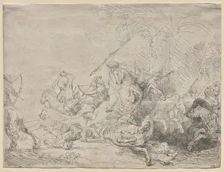 The Large Lion Hunt, by Rembrandt van Rijn
