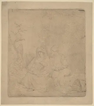 The Rest on the Flight: Lightly Etched, by Rembrandt van Rijn