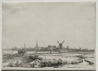 View of Amsterdam from the North West, by Rembrandt van Rijn, 1640