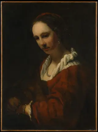 Young Woman with a Pearl Necklace, by Rembrandt van Rijn, 1654