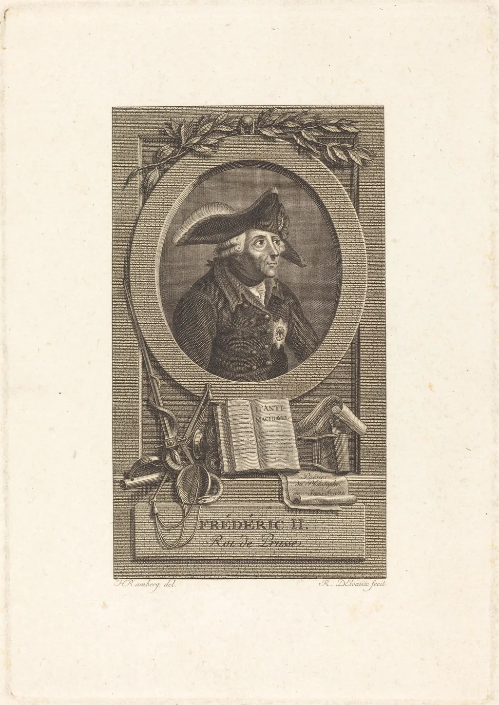 Frederick the Great, King of Prussia, by Remi-Henri-Joseph Delvaux, ink, 1786