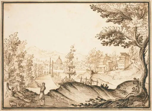 A Landscape with a Domed Building, by Remigio Cantagallina