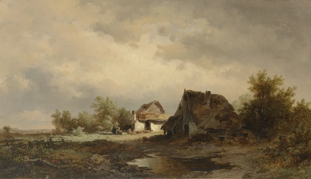Landscape with Cottages on the Heath, by Remigius Adrianus Haanen, oil, 1850