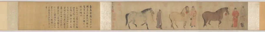 Three Horses and Four Grooms, by Ren Renfa, unspecified, 1324