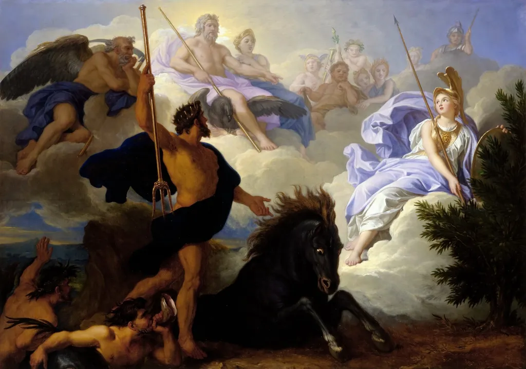 Dispute between Minerva and Neptune over the Naming of the City of Athens, by René-Antoine Houasse, oil, 1695