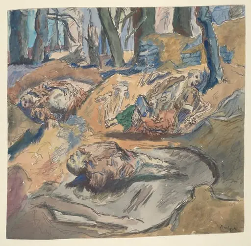 Dead Scottish Soldiers on the Battlefield near Ypres, by René Beeh