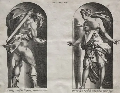 Cephalus and Procris in two Niches, by René Boyvin