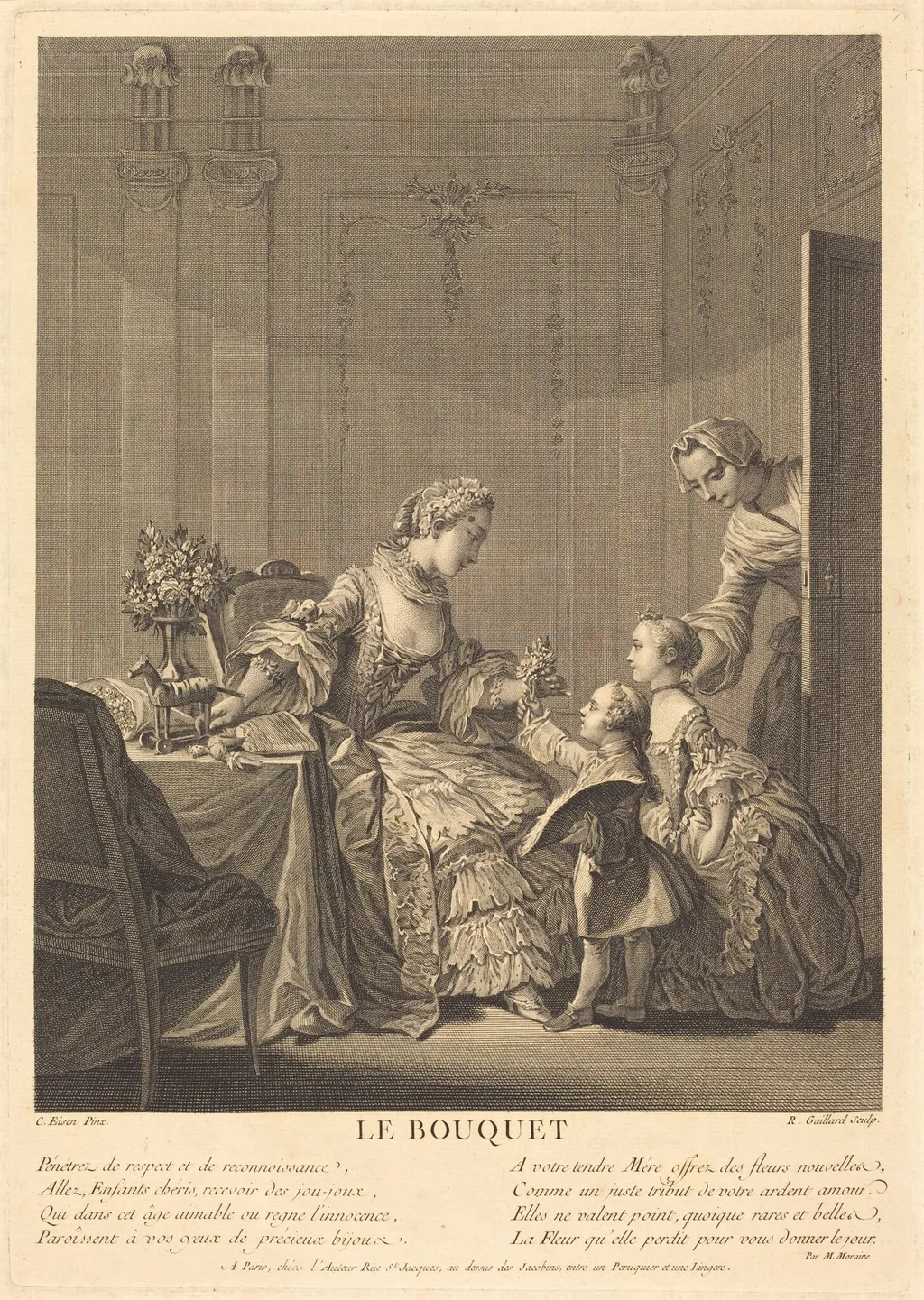 Le bouquet, by René Gaillard, ink, 1754