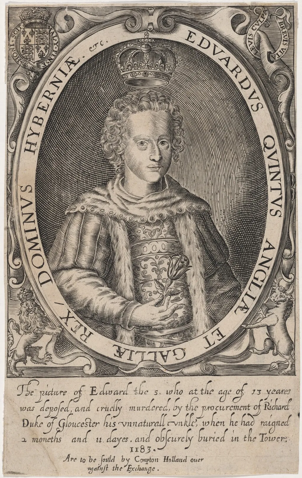 Edward V of England, by Renold Elstrack, ink, 1598