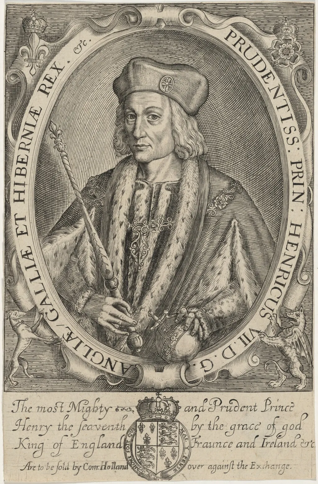Henry VII of England, by Renold Elstrack, ink, 1598