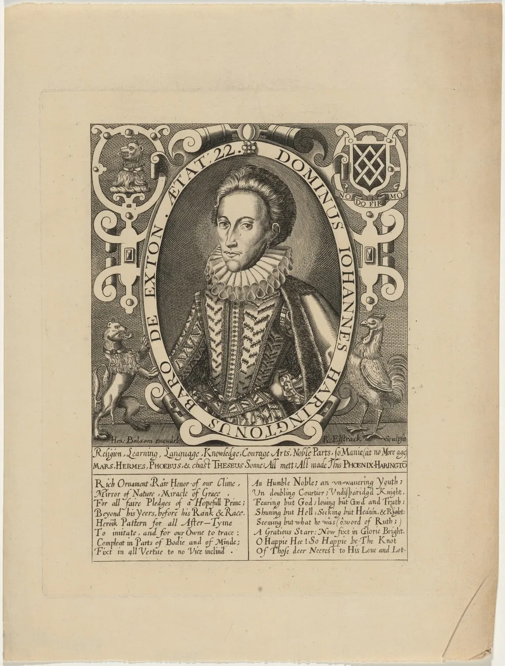 John Harington, Second Baron of Exton, by Renold Elstrack, 1598