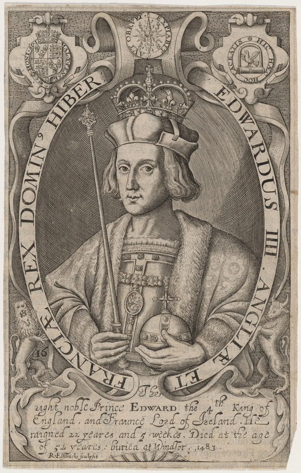 King Edward IV, by Renold Elstrack, ink, 1598