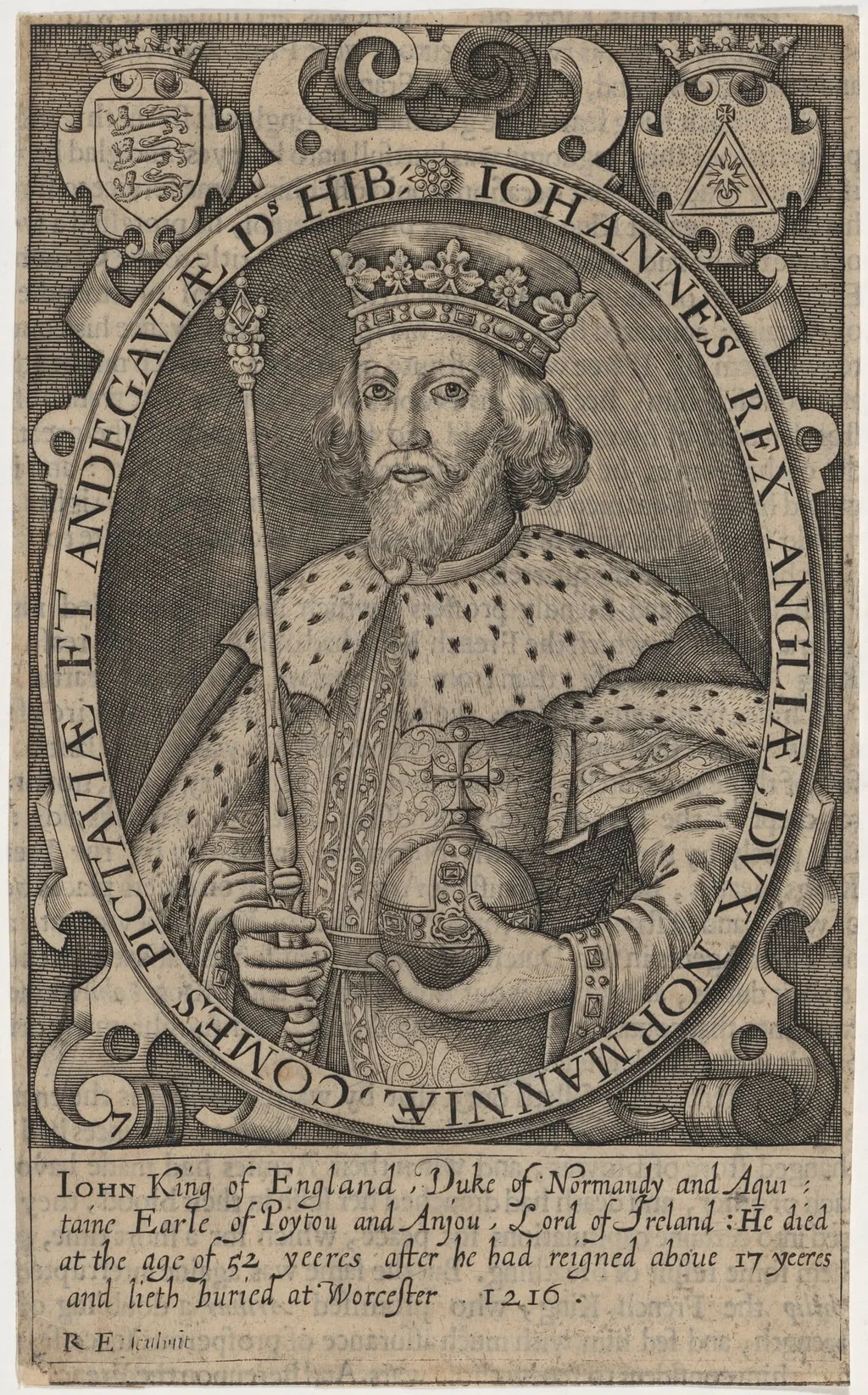 King John, by Renold Elstrack, ink, 1598