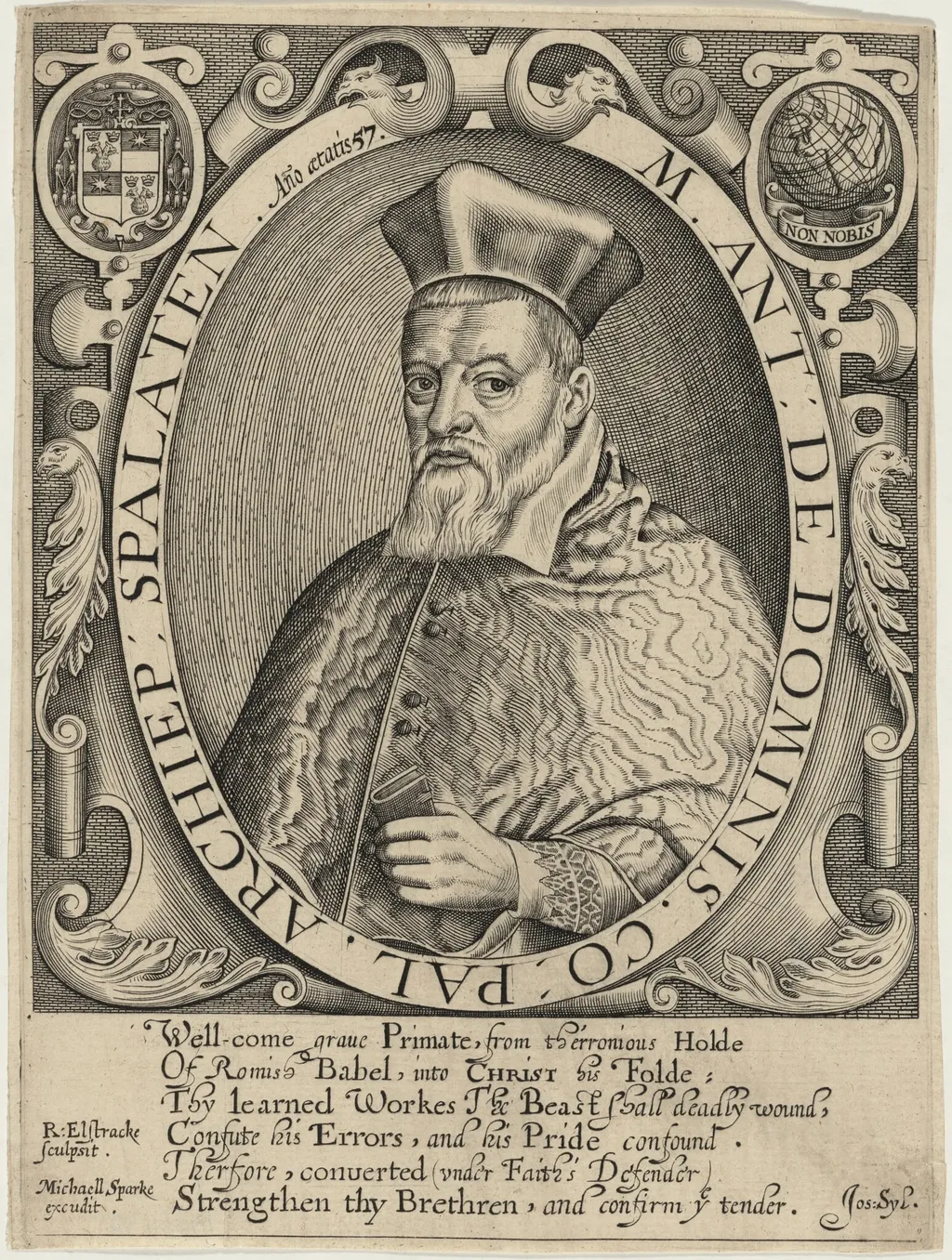 Marc Antonis De Dominis, by Renold Elstrack, ink, 1598