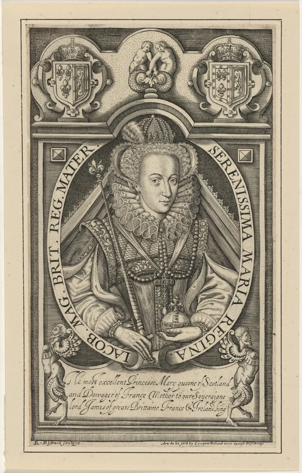 Mary, Queen of Scots, by Renold Elstrack, ink, 1598