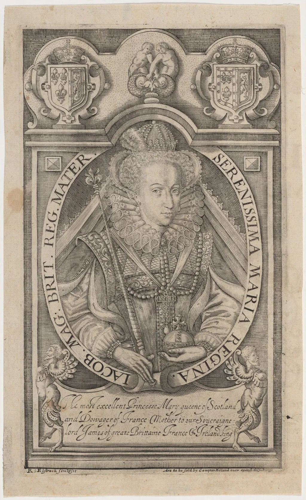 Mary, Queen of Scots, by Renold Elstrack, ink, 1598