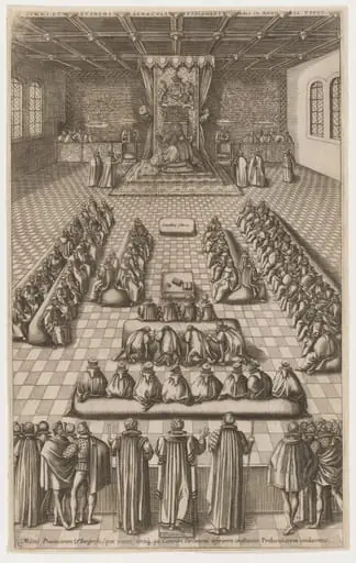 Queen Elizabeth in Parliament, by Renold Elstrack
