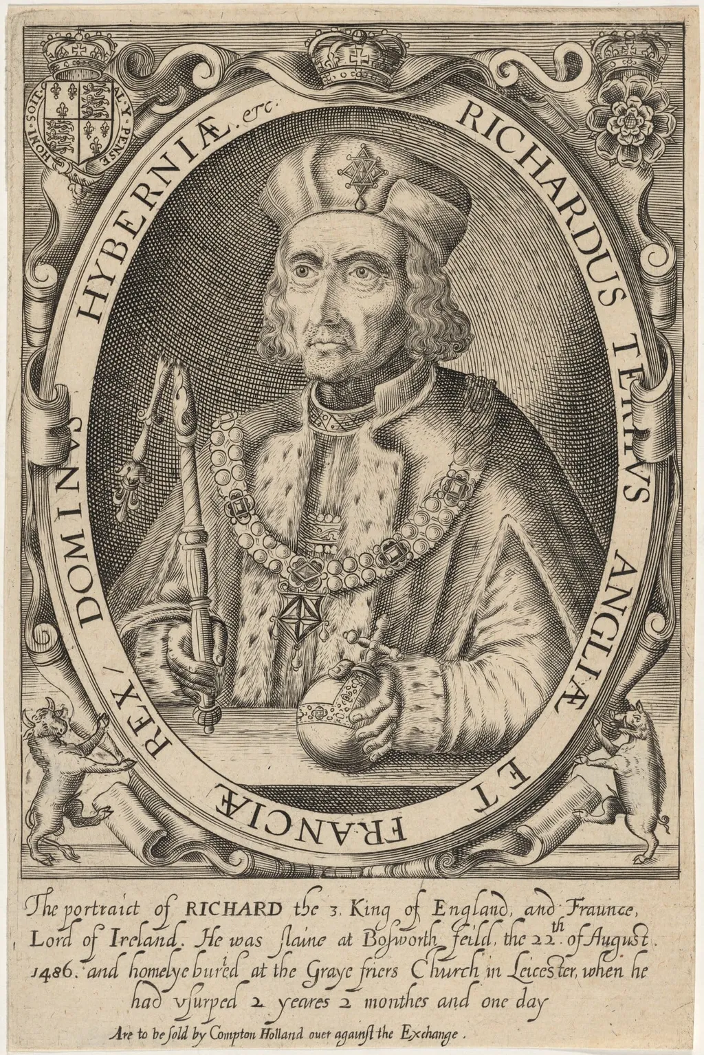 Richard III of England, by Renold Elstrack, ink, 1618