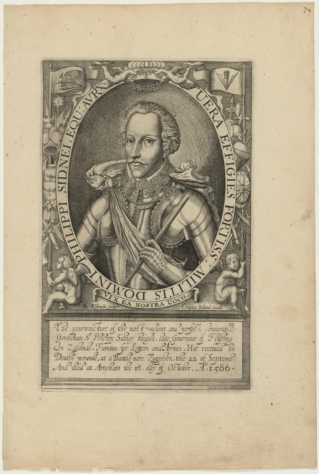 Sir Philip Sidney, by Renold Elstrack, ink, 1598