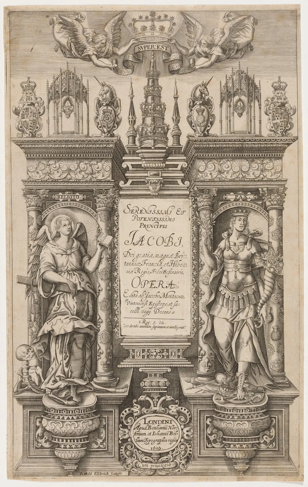 Title Page. James I, an Opera, by Renold Elstrack, ink, 1619