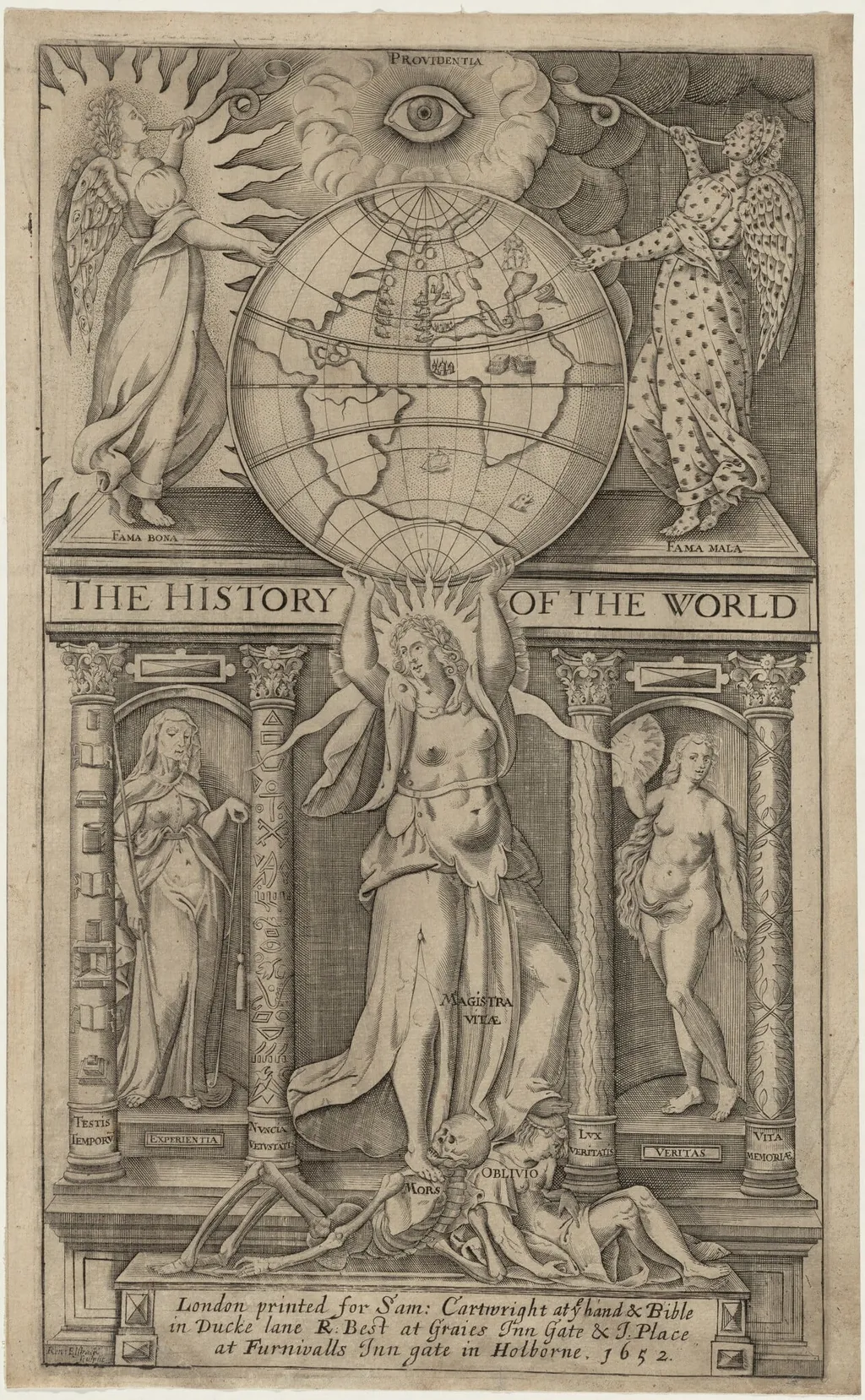 Title Page to Sir Walter Raleigh, History of the World, by Renold Elstrack, ink