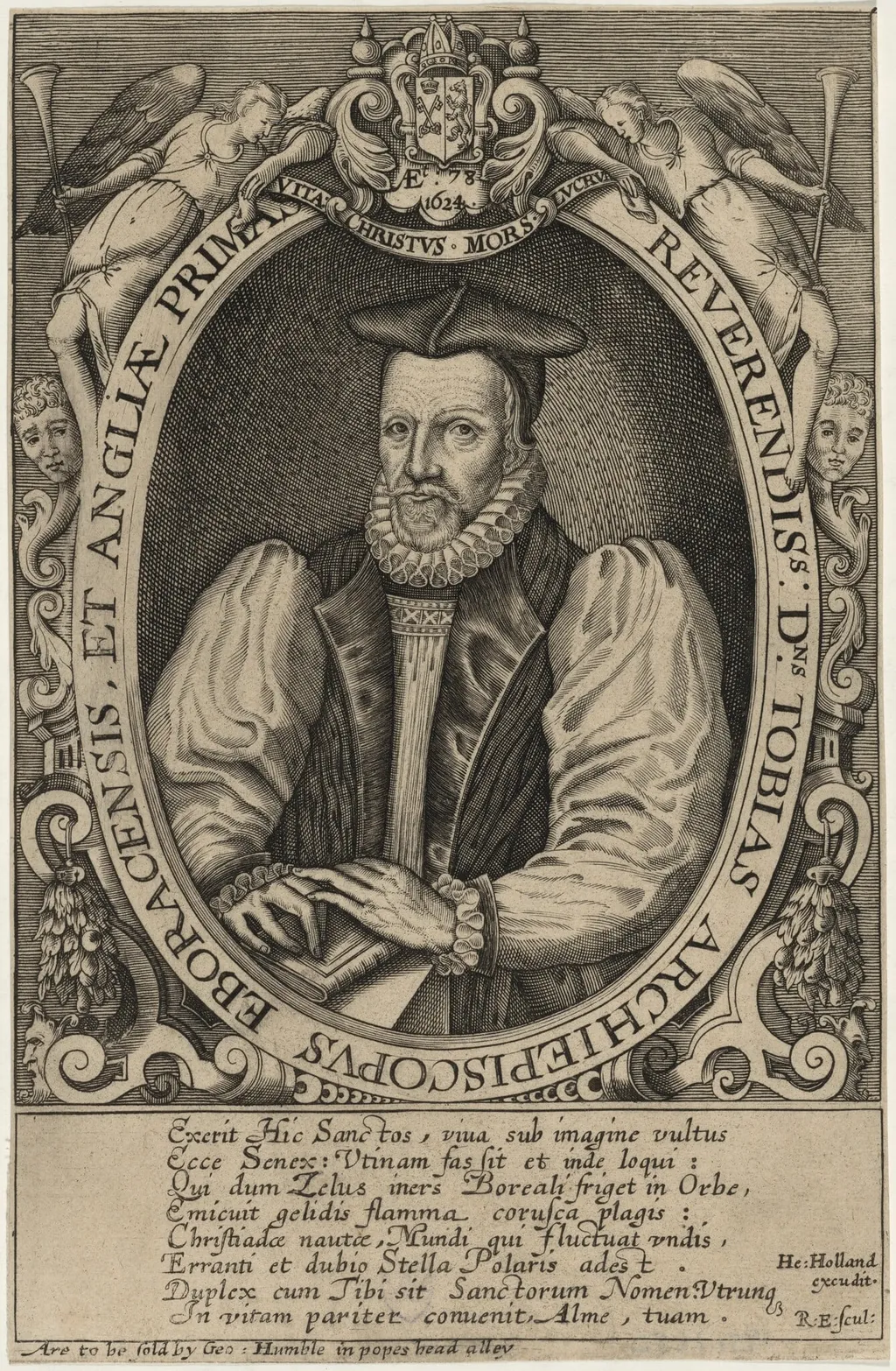 Tobias Matthew, D.D., Archbishop of York, by Renold Elstrack, ink, 1598