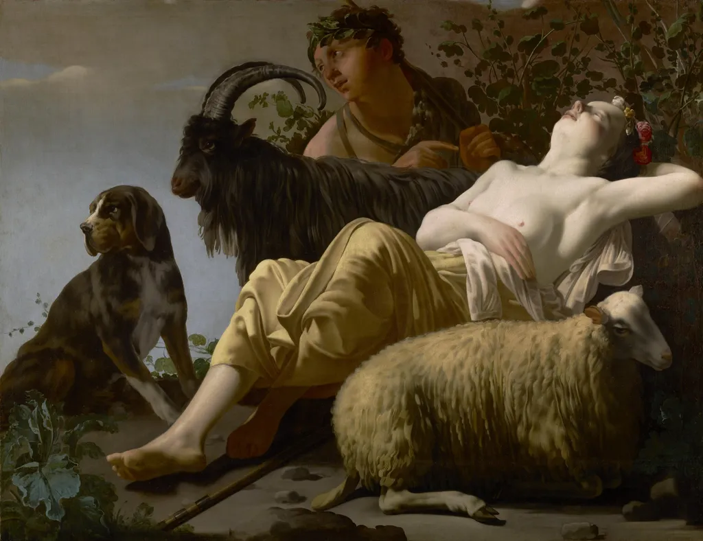 Shepherd and Sleeping Shepherdess, by Reyer van Blommendael, oil, 1650