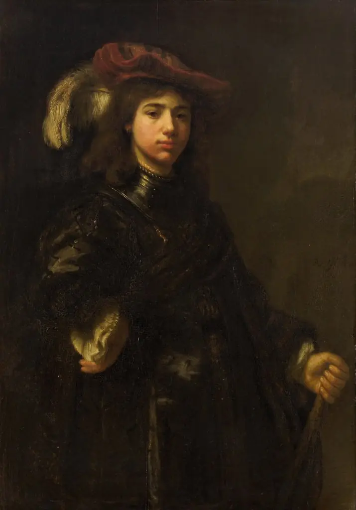 Young man with a plumed cap and a gorget, by Reynier van Gherwen