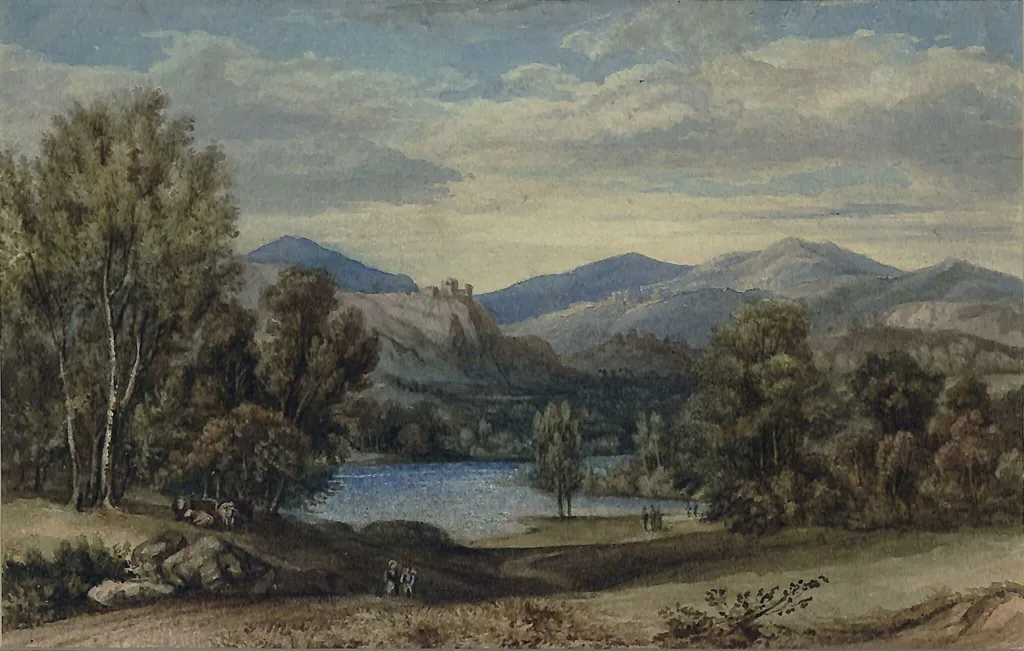 Landscape with Lake and Mountains, by Richard Belgrave Hoppner, watercolor, 1850