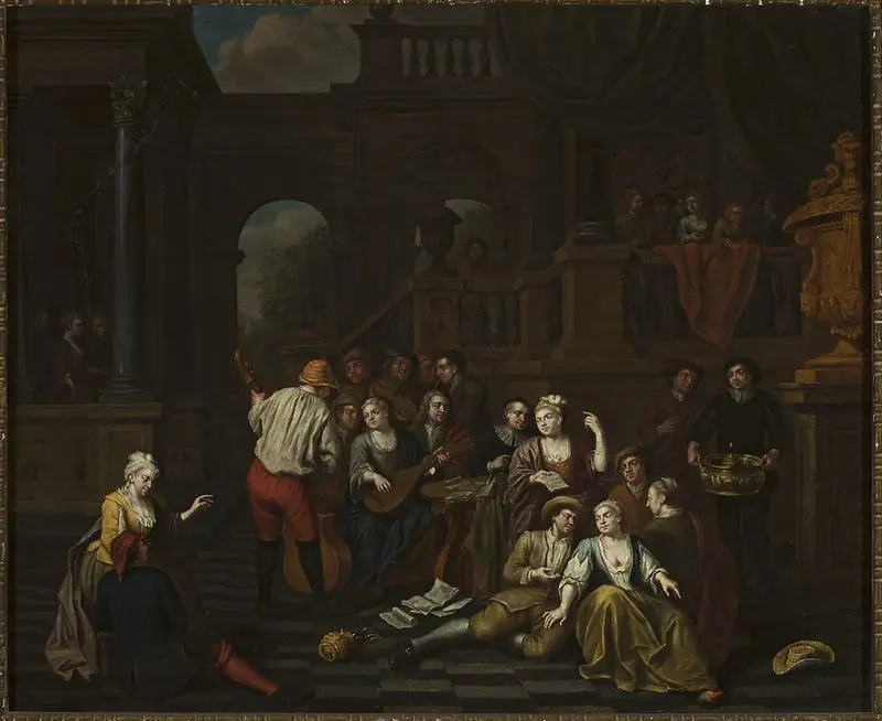Figural scene against architecture, by Richard Brakenburgh