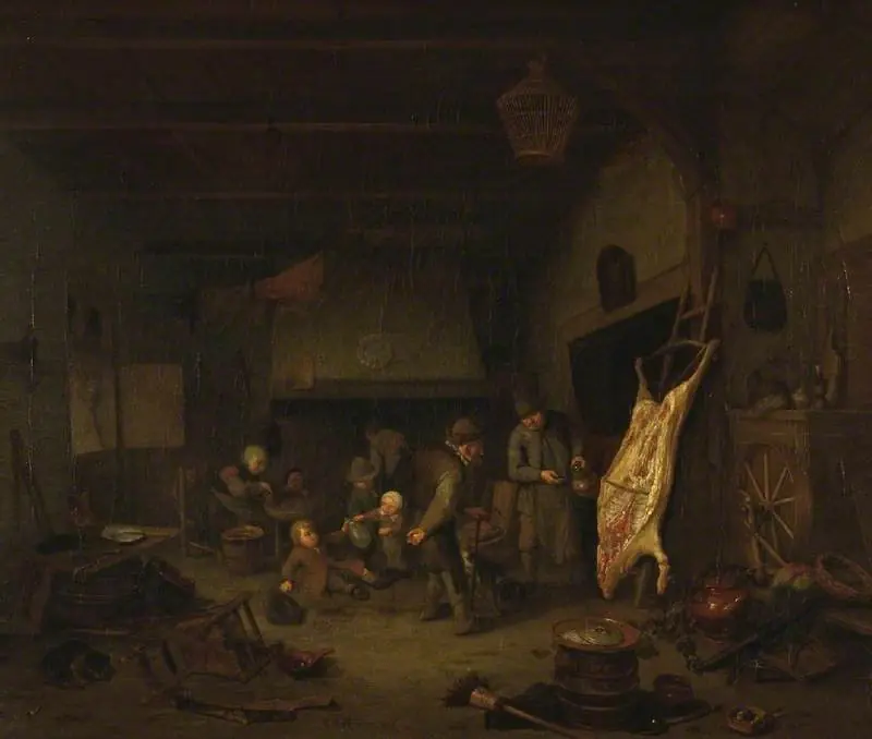 Interior of a farmhouse, by Richard Brakenburgh