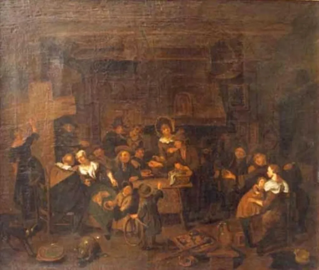 Vânzător în cârciumă țărănească, by Richard Brakenburgh, unspecified, 1650