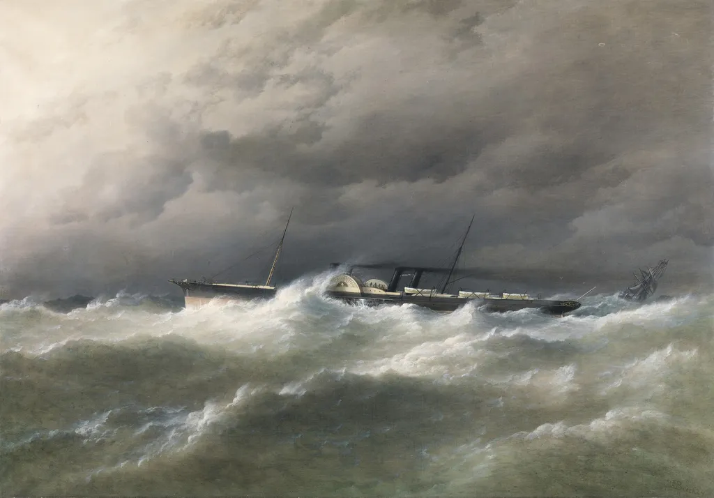 HM Mailboat Connaught, by Richard Brydges Beechey, oil, 1868