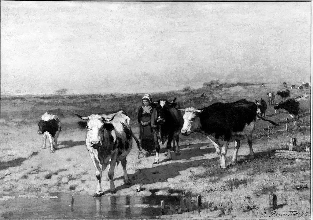 Girl Tending Cows, by Richard Burnier