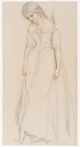 Study for the woman near the doorway in <i>Cinderella About to Try on the Glass Slipper</i> (1842), by Richard CB, RA, ARA Redgrave