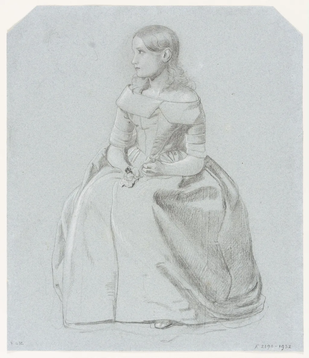 Study of a young woman seated, by Richard CB, RA, ARA Redgrave, 1850