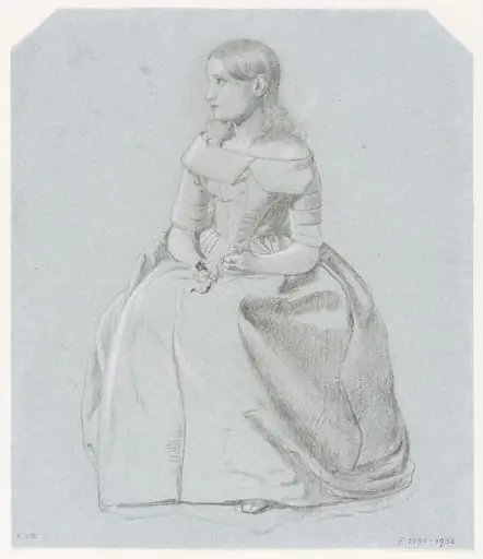 Study of a young woman seated, by Richard CB, RA, ARA Redgrave