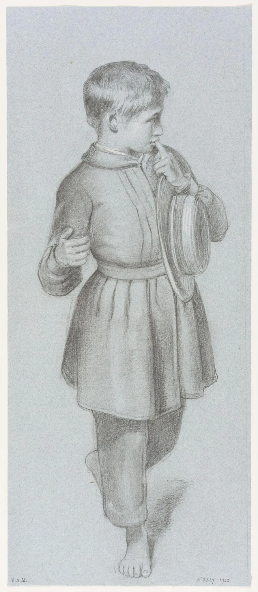 Study of the boy with his finger in his mouth for <i>Sunday Morning: Walk from Church</i>, by Richard CB, RA, ARA Redgrave, 1845