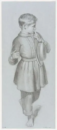 Study of the boy with his finger in his mouth for <i>Sunday Morning: Walk from Church</i>, by Richard CB, RA, ARA Redgrave
