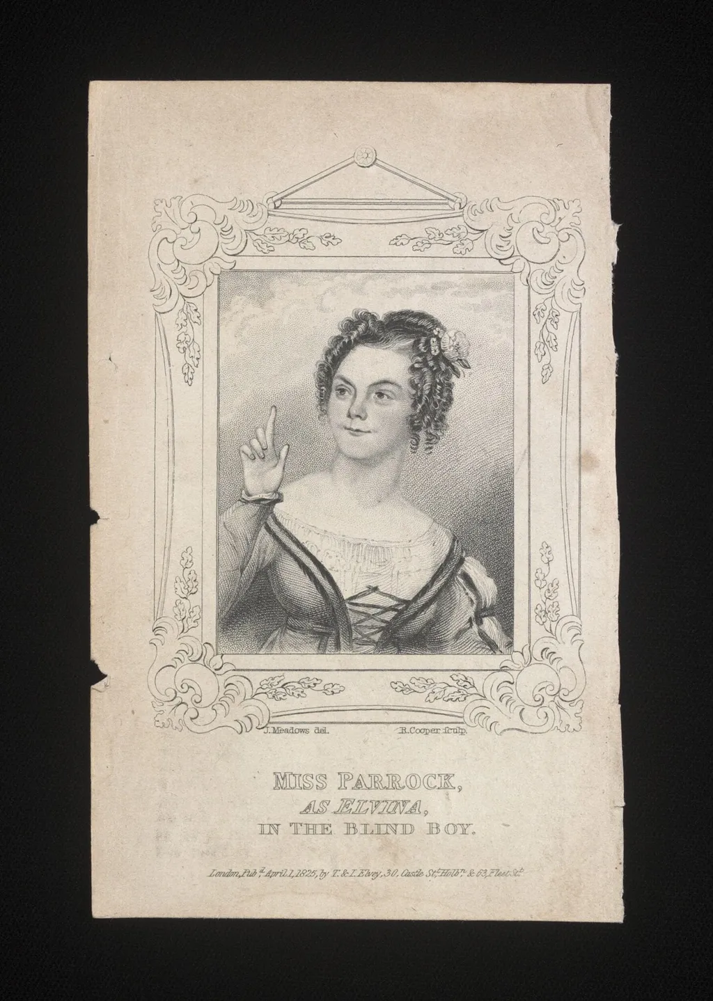 Miss Parrock, as Elvina, in the Blind Boy, by Richard Cooper, 1