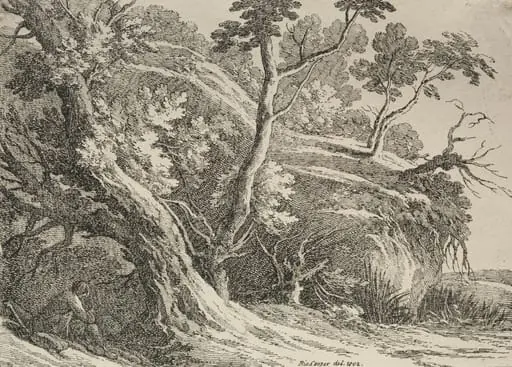 Specimens of Polyautography: Man Seated under an Oak, by Richard Cooper
